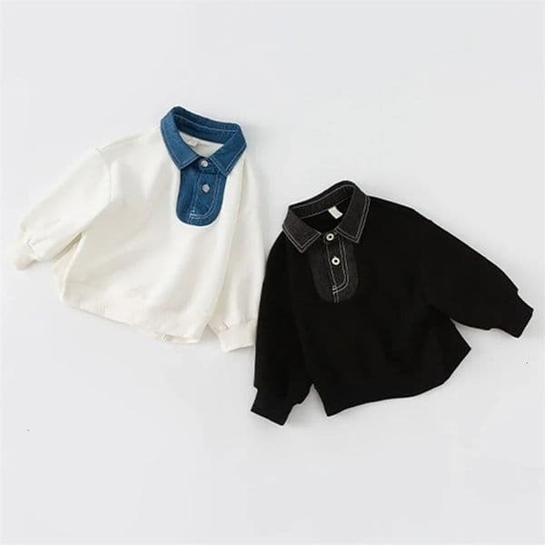 Baby Boys Sweatshirt Kids Patchwork Loose Sweater Spring Autumn Childrens Turn Down Collar Hoodies Casual Clothing 250908BJ