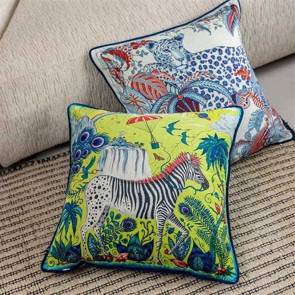 Luxurious Zebra Velvet Decorative Throw 18x18In Green Pillow Covers Flower Animal Print Tiger Cushion Cover Soft Retro Accent Y251109