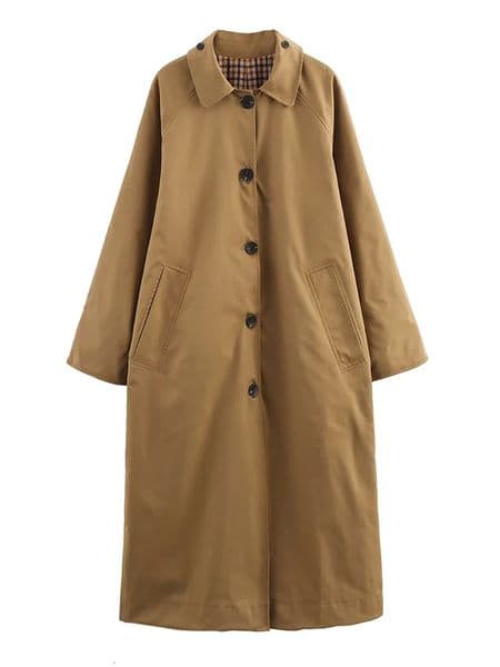 Spring Womens Clothing Blended Doublesided Temperament Raglan Long Sleeve Lapel Windbreaker 250909