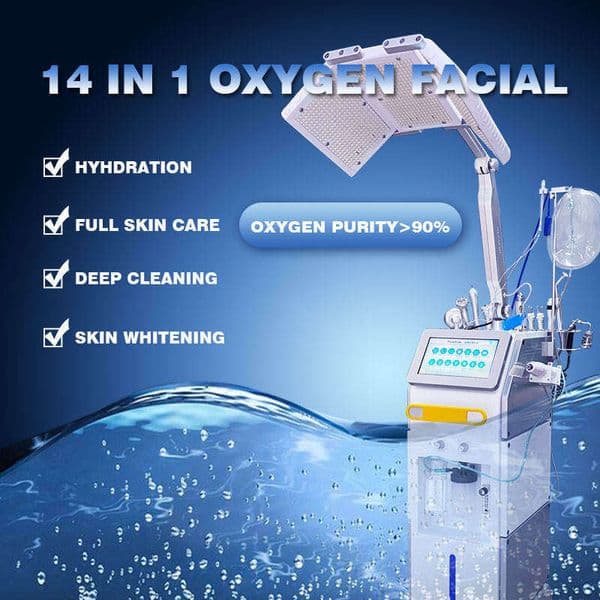 Hot Wholesale Oxygen Aqua Faceing Micro Facedermabrasion Machine 14 In 1 Skin Moisture Deep Clean Oil Reduce Ion Eye Fatigue Relief Device With Phototherapy