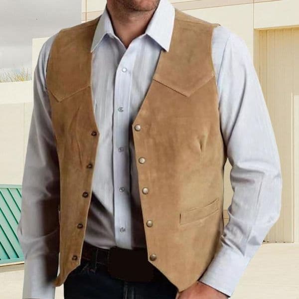 Brown Vest Mens Formal Business Suit Waistcoat Groomsmen For Wedding Cowboy 250909