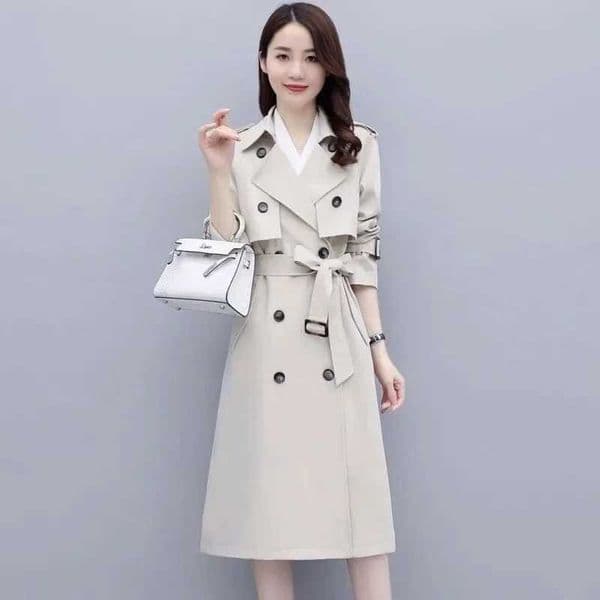 Women Trench Coat Spring Autumn New Fashion Khaki Black DoubleBreasted Mid Length Windbreaker Female Outerwear Gabardina Mujer Z250828