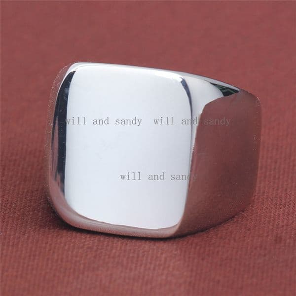 Non Tarnish Plated Square Blank Motorcycle Signet for Men Pinky Thumb Ring Championship Gold Rings Hip Hop Fine Jewelry Husband Father Gift
