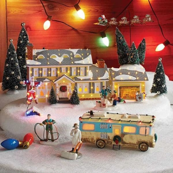 2026 Decorations Brightly Lit Building Christmas Santa Claus Car House Village Holiday Garage Decoration Griswold Villa Home Desktop Figurines 910 Free Shipping