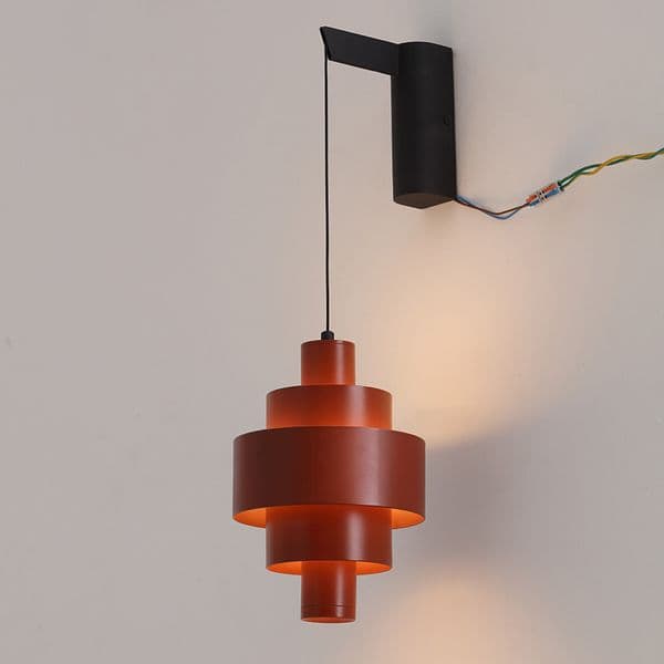 Modern Industrial - Style Hanging LED Wall Sconce in Rust - Orange, Unique Indoor Lighting Fixture W25802-175