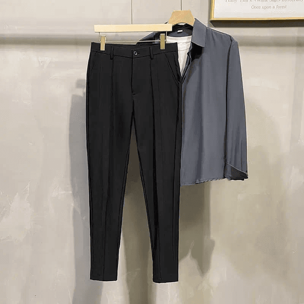 Men's Suits Formal Pants For Men Business Summer Classic Office High Waisted Modal Plus Size Pure Black Straight Thin Male Trousers A164