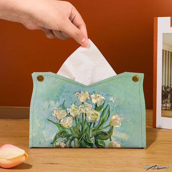 Nodic Environmental PU Leather Napkin Holder Foldable Tissue Home Office Waterproof Dustproof Storage Box Sundries Ontainer