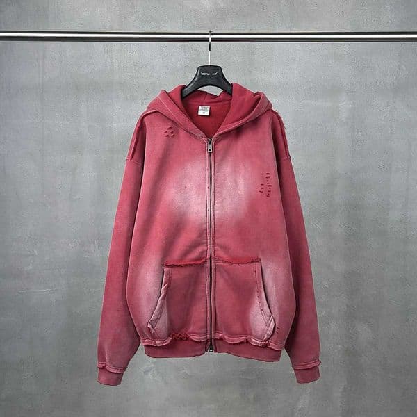 Men's Hoodies Sweatshirts Zip Up Hoodies Distressed Washed Cardigan Hoodie Plush Tiedye Fraying Hooded Sweatshirt Autumn Winter Men's Clothing