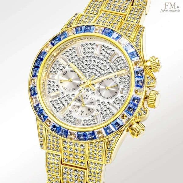 Designer Colorful Moissanite Watch for Women - Custom High-Quality Quartz Style, Stainless Steel, Rectangle Dial, Crystal Window Band, Swiss Quality