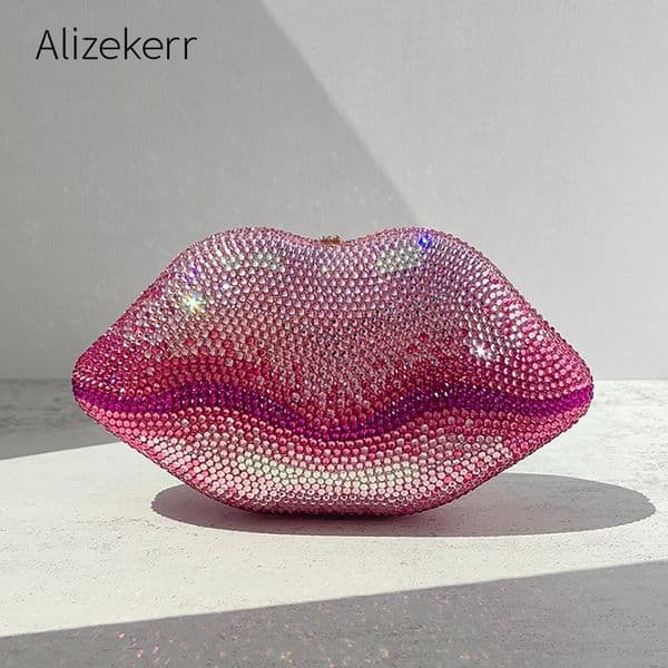 Alizekerr Lip Shaped Crystal Evening Bags Women er Gorgeous Unique Diamond Clutch Purses And Handbags Wedding Party 250815BJ