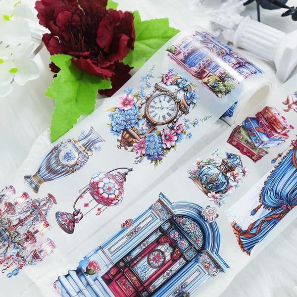 2mRoll Color Ink PET Tape Stickers for Scrapbooking Vintage Journaling Collage Material Diary DIY Decoration Sticker 250909BJ