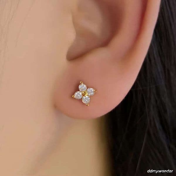 Girl Fine Jewelry Sweet Factory Custom Multi Color Stone Black Gold Plated Sterling Sier Mini Stud Earrings For Kids ddmywonder