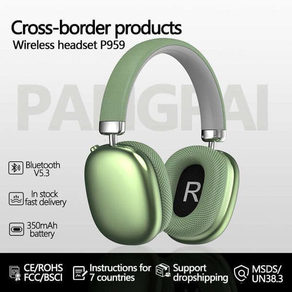 Over-Ear P959 Wireless Bluetooth Headphones Card Slot Compatible With HD Mic Active Noise Cancelling Earphones
