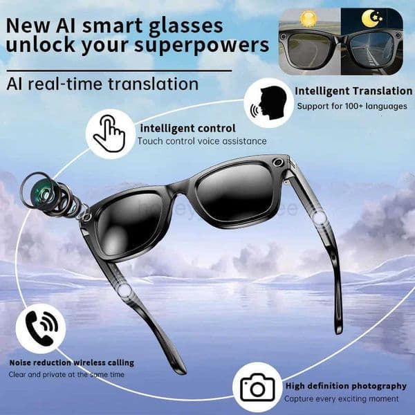 LIGE Smart Glasses Camera Video BT Call 270mAh Battery AI Voice Translate Identify Objects Sunglasses Photochromic Lenses T250910