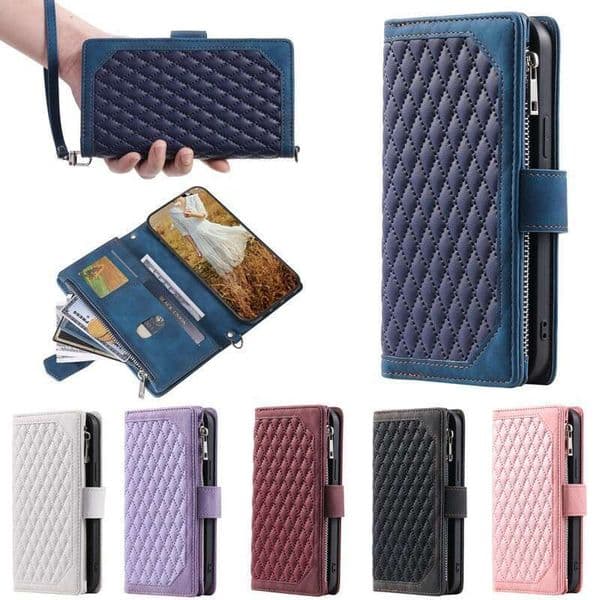 Phone Case Multifunctional Lambskin Leather Zipper Protective Cover Compatible With Iphone 16 Pro Max 15