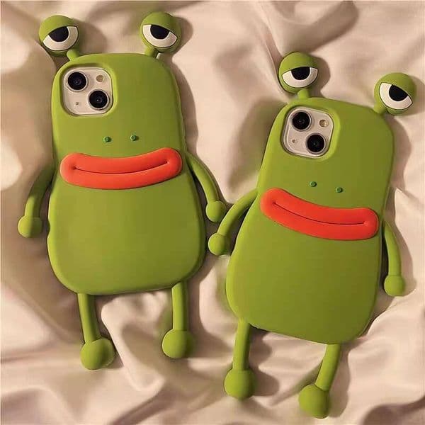 Cute Frog Cartoon Silicone Phone Case For iPhone 11 13 15 Pro Max 16 Shockproof Protective Cover