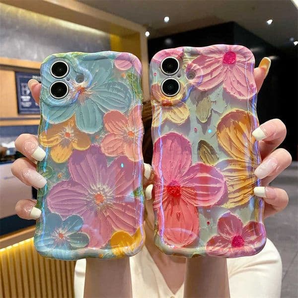 Luxury Fashion Flowers Laser Phone Case For iPhone 11 12 13 14 15 16 17 Pro Max Air Plus Glitter Diamond Soft Bumper Cover M250910