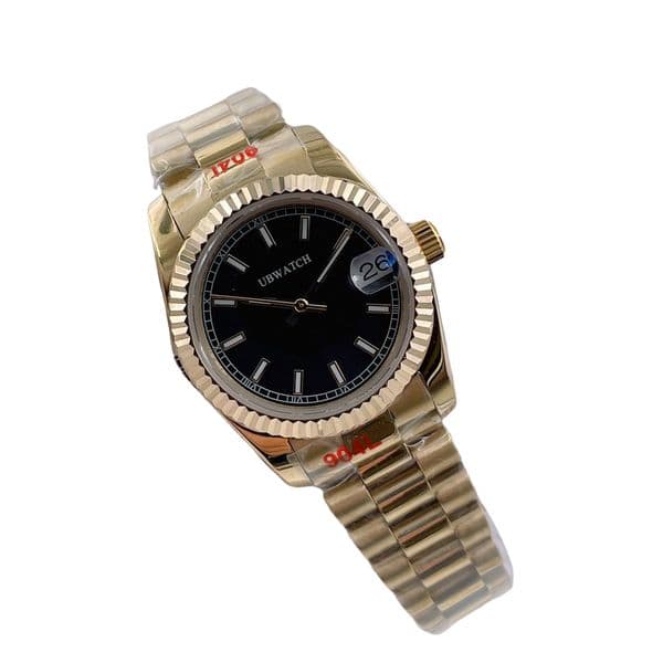ST9 Automatic Sapphire Glass Yellow Gold 31MM Womens Wristwatches Black Dial Understated Luxury Ladies Watch