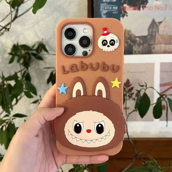 Phone Case Labubu 3D Model Trendy Cartoon Silicone Compatible With Iphone 16 Pro Max
