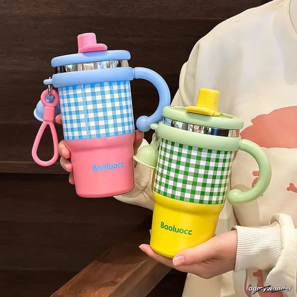 Coffee Outdoor Thermo Water Bottle Stainless Steel Ice Bullock With Straw Keeps Cold And Heat Vacuum Flask Thermos Cup 250728