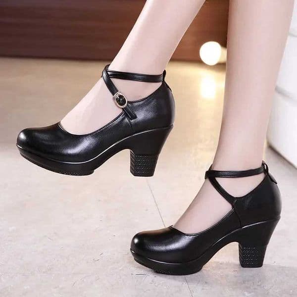 7cm Small Size 3243 Gladiator Pumps Women Genuine Leather Shoes 2024 Med Block Heels Platform Shoes for Office Model Dance Mom W250910