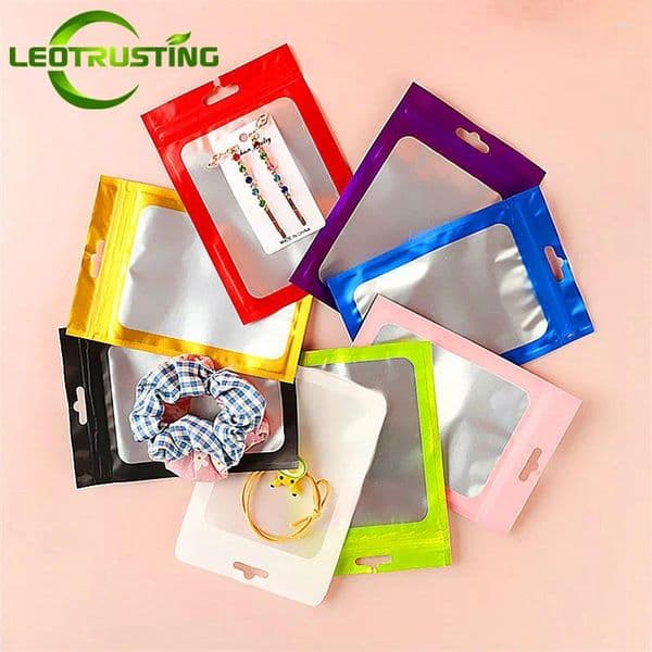 Gift Wrap 50/100PCS Matte Pink Black Aluminum Foil Hanging Bag DIY Jewelry Snack Hardware Hair Rope Phone Cell Office Pouches