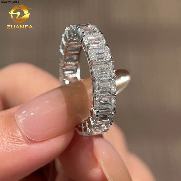 Factory Direct Sell 18K White Gold VS DEF Color 22CT Emerald Cut Lab Diamond Ring Band