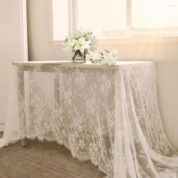 Table Cloth White Lace Tablecloth Vintage Embroidered Reception Home Wedding Birthday Party Decoration