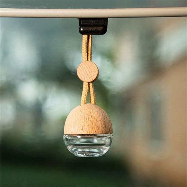 6ml Car Perfume Bottle with Natural Wooden Cap Refillable Air Freshener Vent Clip Glass Bottles