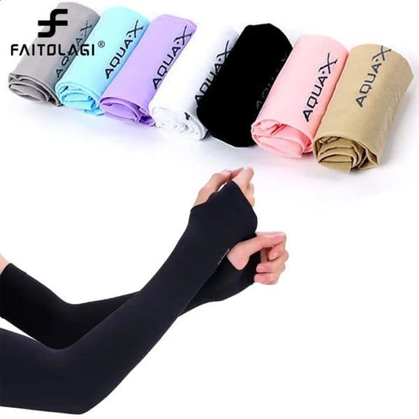 Summer Ice Silk Arm Sleeves Riding Sports Cuff Sleeve Fishnet Fingerless Long Gloves Black Punk Rock Mesh Glove 250910BJ