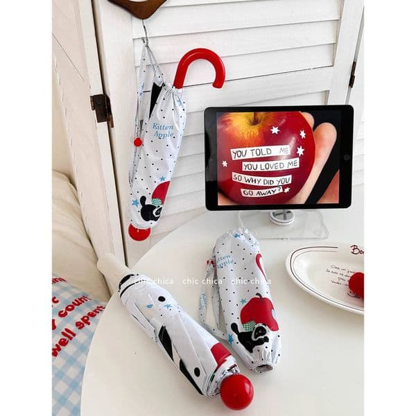 Cat Chic Cute Nose Umbrella for Women High Appearance Red Hook Dual-use Sun Protection Parasol Z260606