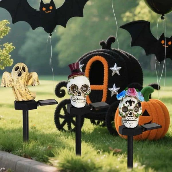 Solar Halloween Lights Halloween Solar Pumpkin Skull Pathway Lights for Outdoor Yard Decoration Waterproof Jackolantern Stake Z250911