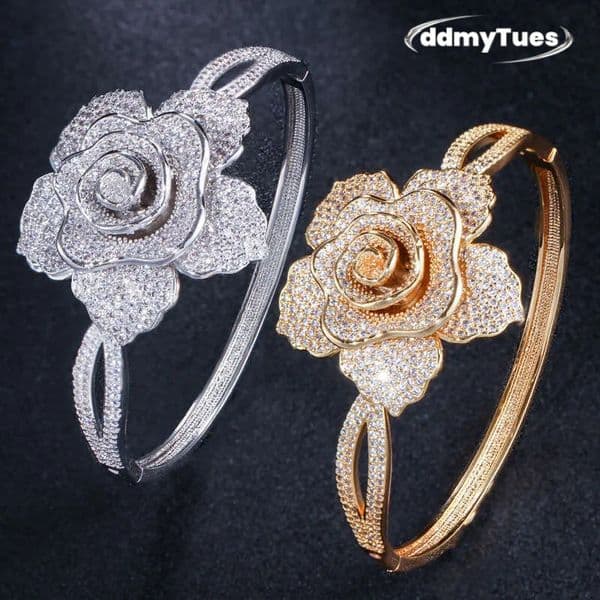 Hot selling and trendy accessories, fashionable and creative flower bracelets, super sparkling full diamond zircon bracelets ddmytues