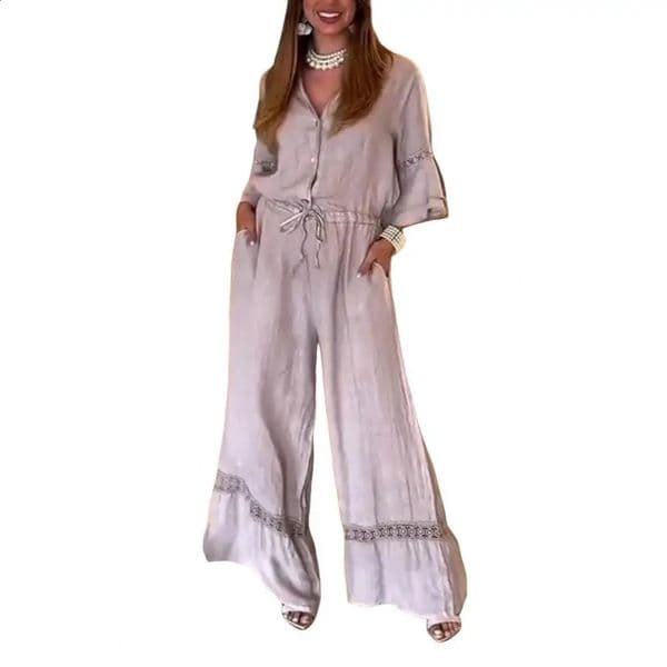 Womens Jumpsuit Solid High Waist Cinching Pockets Wide Leg Bodysuit Lady One Piece Summer Lady Streetwears 250911BJ