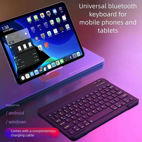 Bluetooth Compatible with iPad, Mobile Phones, Tablets, Cangjie, Russian, Spanish, Thai Wireless Keyboard and Mouse Set