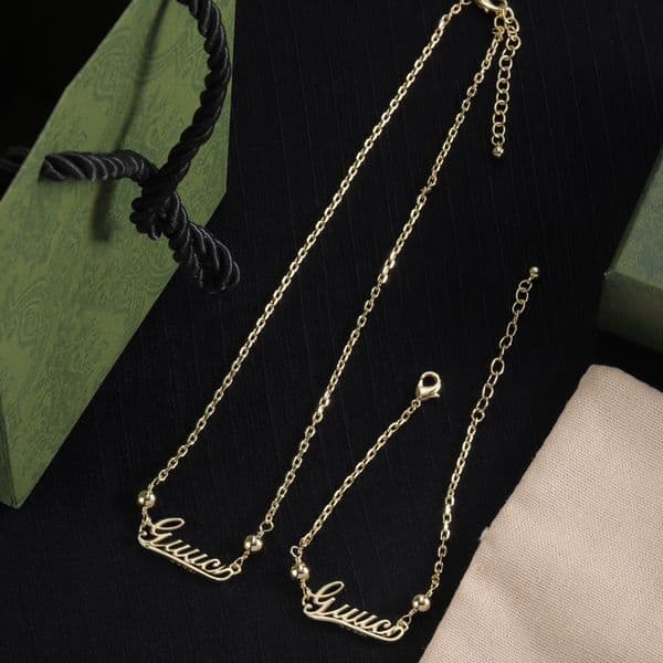 Gold Plated Crystal Necklace Stainless Steel Pendant Necklace Fashion Women Chains Necklaces Choker Chain Wedding Gifts Charm Jewelry Set