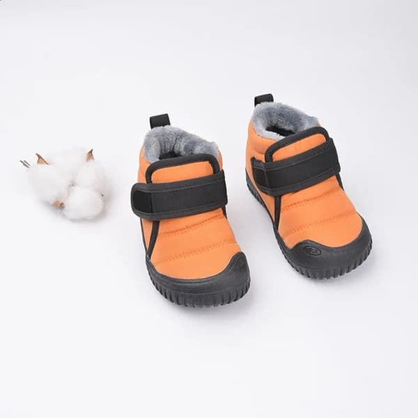 2025 Winter Kids Snow Boots Infant Baby Girl Shoes Cotton Plush Warm Toddler Sneakers Fashion Boys Short Boots NonSlip Orange 250911BJ