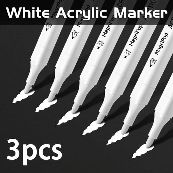 5pcs White Acrylic MarkerPermanent Pen Art Supplies for Black PaperTirePlasticStoneMetalPainting for ArtistsBeginners 250911BJ