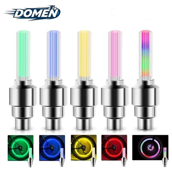 DOMEN Bicycle Motion Senso LED Tire Nozzle Caps Lamp Neon Night Riding Warning Light Accessories 250910BJ