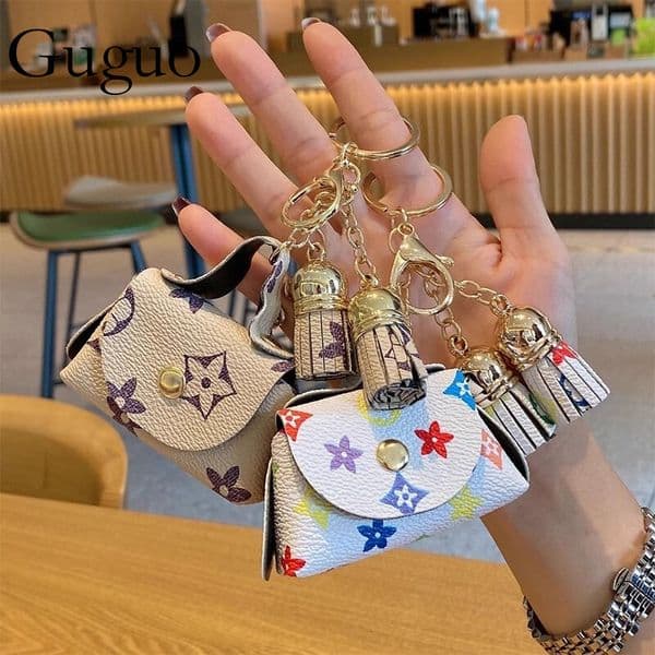 Mini Keychain Bag: Leather Coin Purse Earphone Storage - Designer Key Card Holder for Women H260120