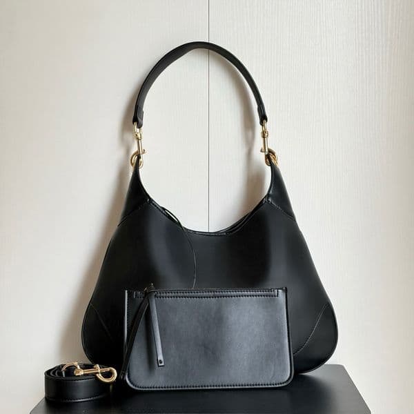 Elegant Designer Ladies' Shoulder Bag with Gold Chain Accents