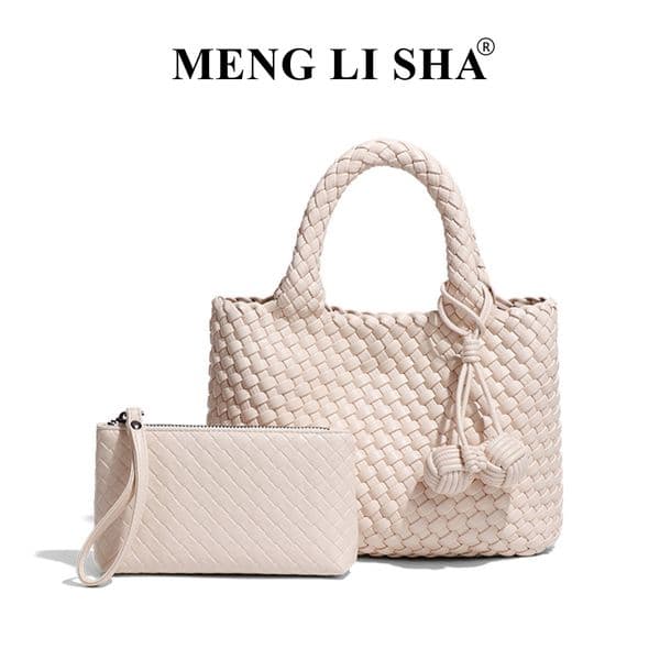 Luxurg Bag Bohemian Woven Soft Leather Tote Bag with Detachable Pouch, Women's Casual Shoulder Crossbody Bag, Chic Handheld Hobo Purse Free Shipping