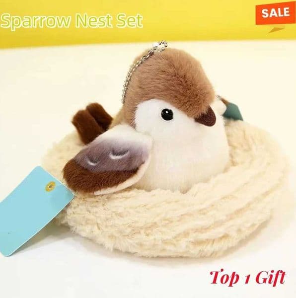 12cm Cute Bird Plush Pendant Cartoon Chubby Bird Parrot Sparrow Bird Nest Shape School Bag Keychain Exquisite Gift For Girl Z250912
