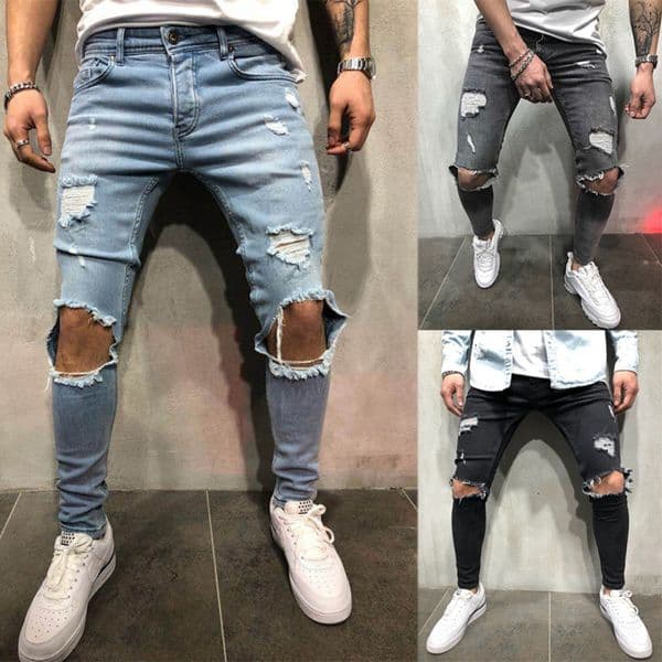 Ripped jeans for men Fashion casual slim denim pencil pants Mens clothing trousers S4XL Drop 250911BJ