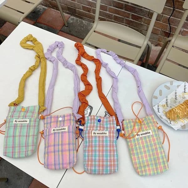 Small Shoulder Bags Canvas Women Mobile Phone Bags Mini Female Messenger Purse Lady Wallet CrossBody Bag Plaid Wallet 250911BJ