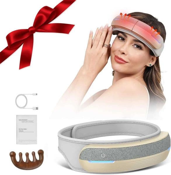 Portable Electric Head Massager 5 Modes with Heat Bluetooth Deep Relaxation for Fatigue Stress and Sleep W250912