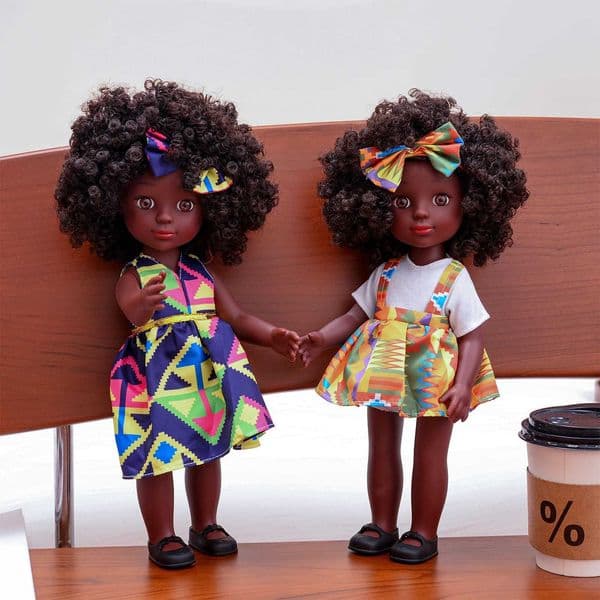 14 Inch American African Black Doll with Curly Hair Perfect Gift for Girls on Birthday Full Set Included Z250912