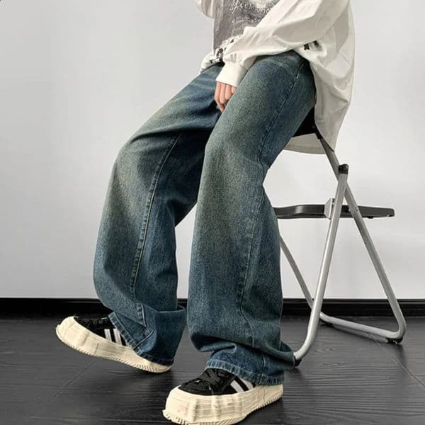 Jeans men Autumn Loose Denim pants Wide Leg Jean Male Straight Pants Harajuku Vintage Trouser Strtwear Clothes Z260515