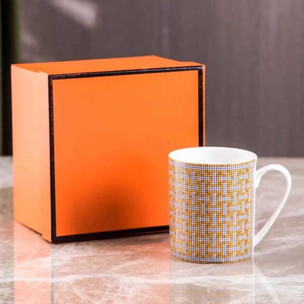 Elegant European Style Ceramic Mug Luxury Bone China Coffee Breakfast Milk Cup Mosaic Design Brand Gift Box Y250913