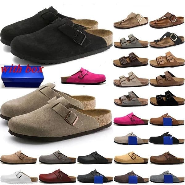 Designer Clogs Sandals Clog Slippers Cork Flat High Quality Fashion Summer Genuine Leather Slide Favourite Beach Casual Shoes Women Men Size 35-45
